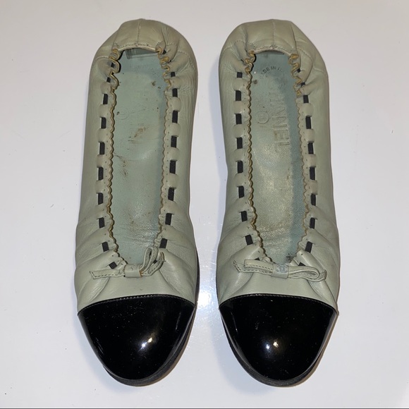 Chanel Seafoam Green Patent Toe Ballet Flats - Picture 3 of 17